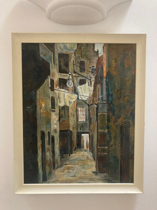 Original Oil Painting of a Spanish Street Scene