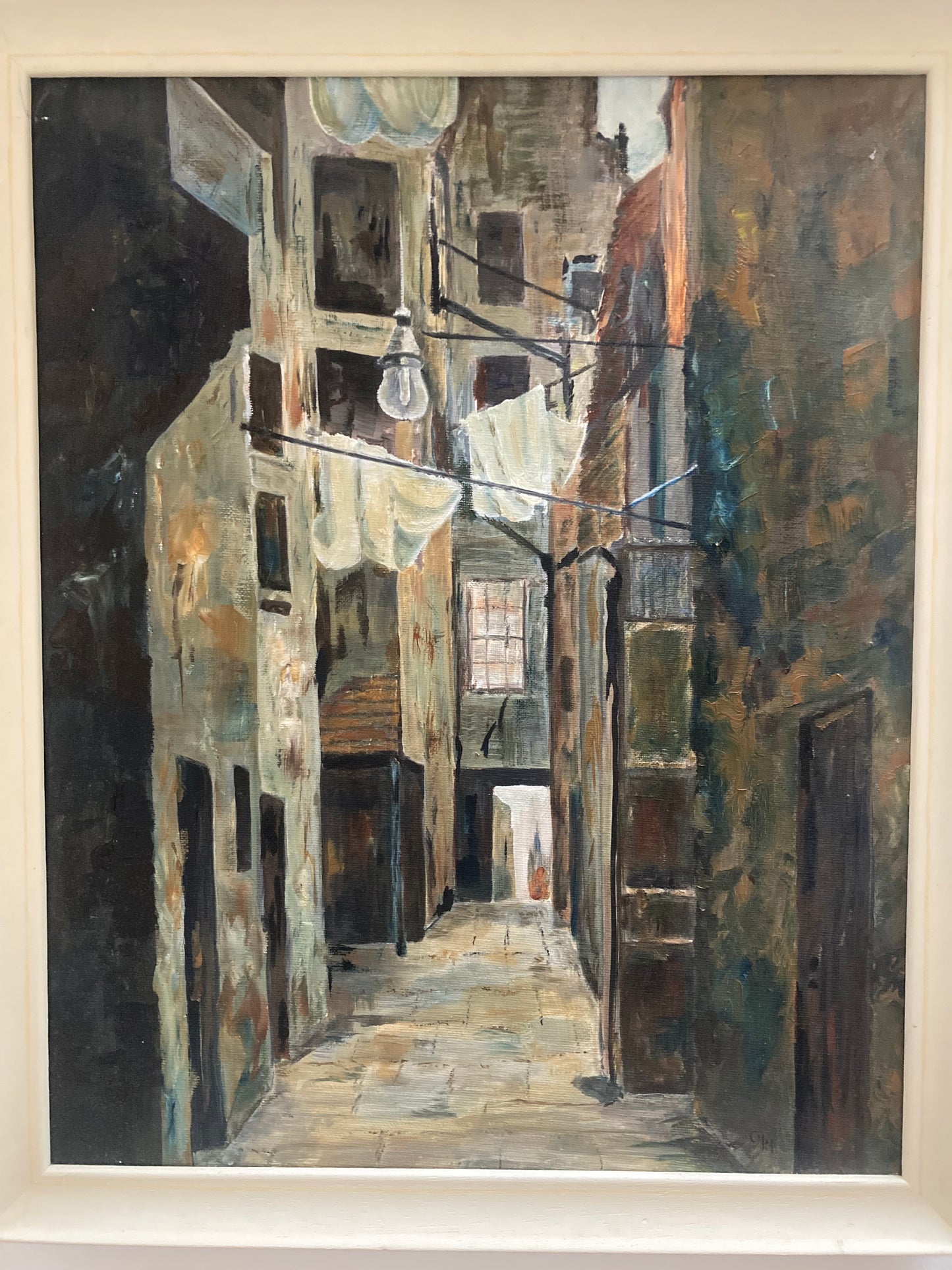 Original Oil Painting of a Spanish Street Scene