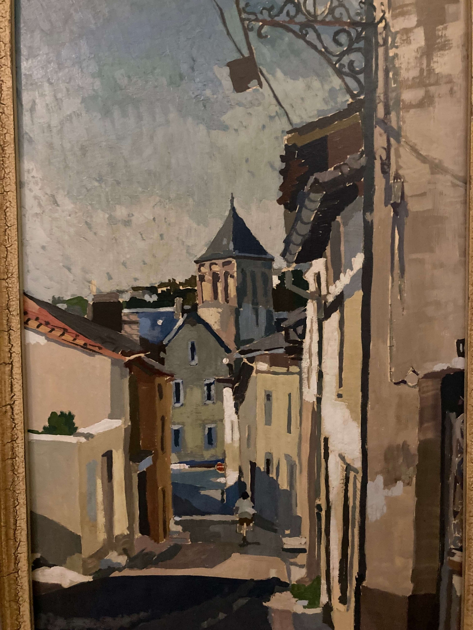 Original Warren Storey oil painting Mediterranean street scene