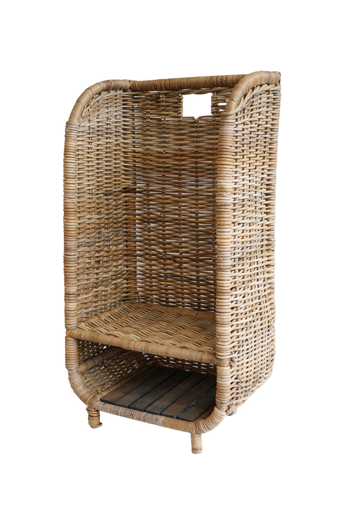 Stylish Rattan Log Trolley with Kindling Shelf