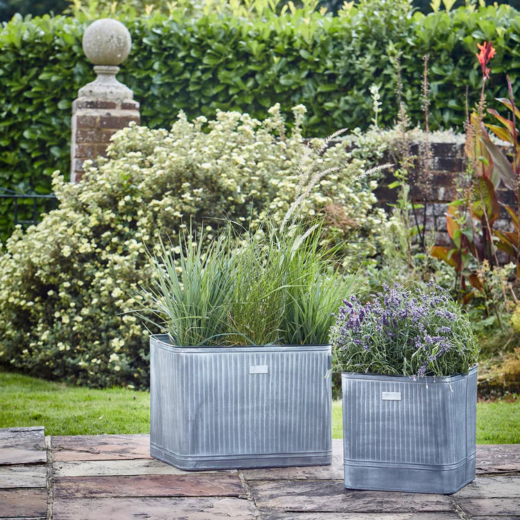 Outdoor Kingham Galvanised Rectangular Metal Planter - Kristia Rose Collections