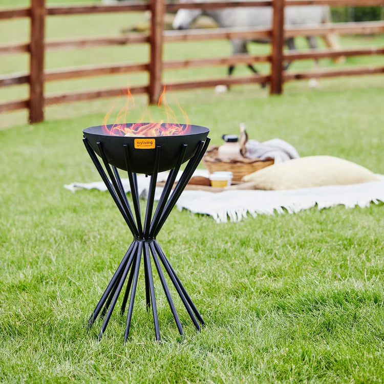 Outdoor Tall Metal Dakota Firebowl in Black - Kristia Rose Collections