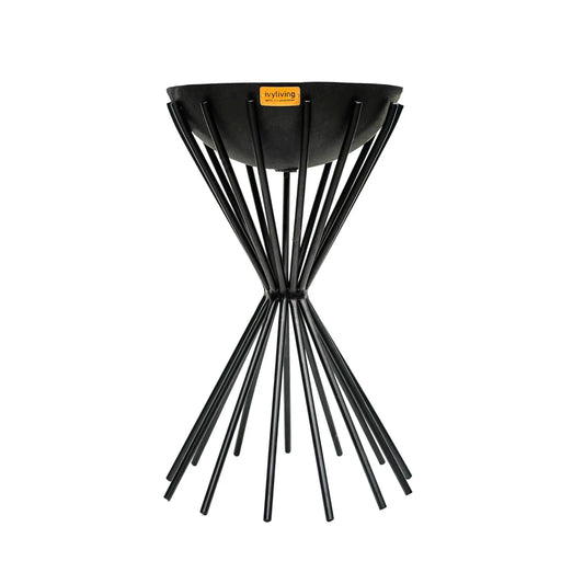 Outdoor Tall Metal Dakota Firebowl in Black - Kristia Rose Collections