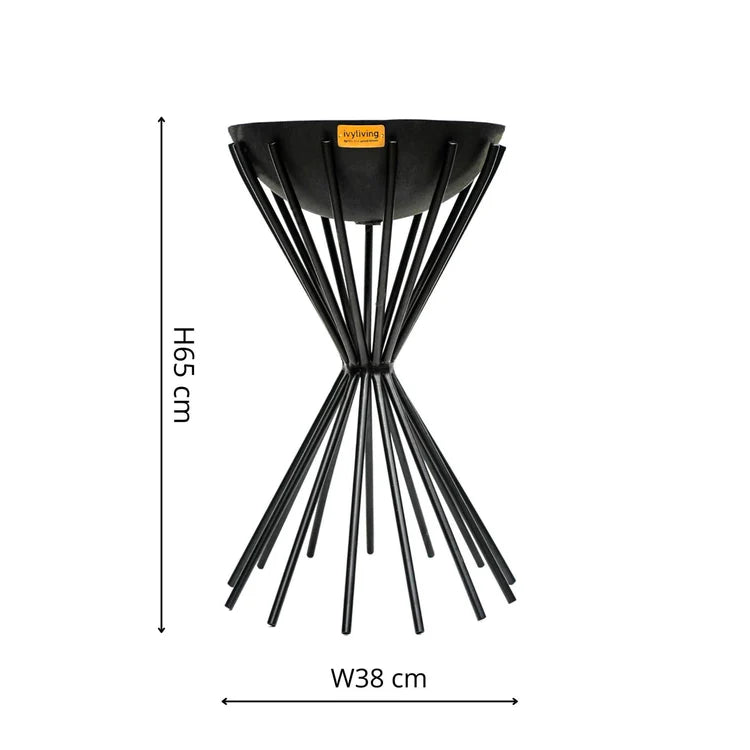 Outdoor Tall Metal Dakota Firebowl in Black - Kristia Rose Collections