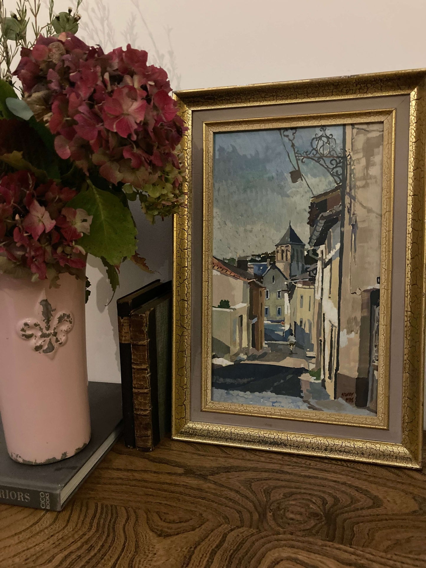 Original Warren Storey oil painting Mediterranean street scene