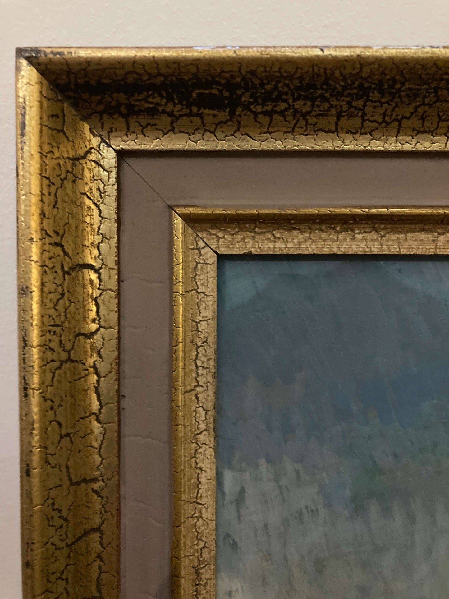 Vintage pastel artwork in gold frame by Warren Storey