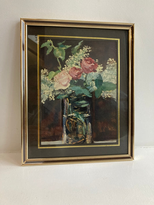 Pretty Edouard Manet Print in Vintage Brass Frame - Kristia Rose Collections