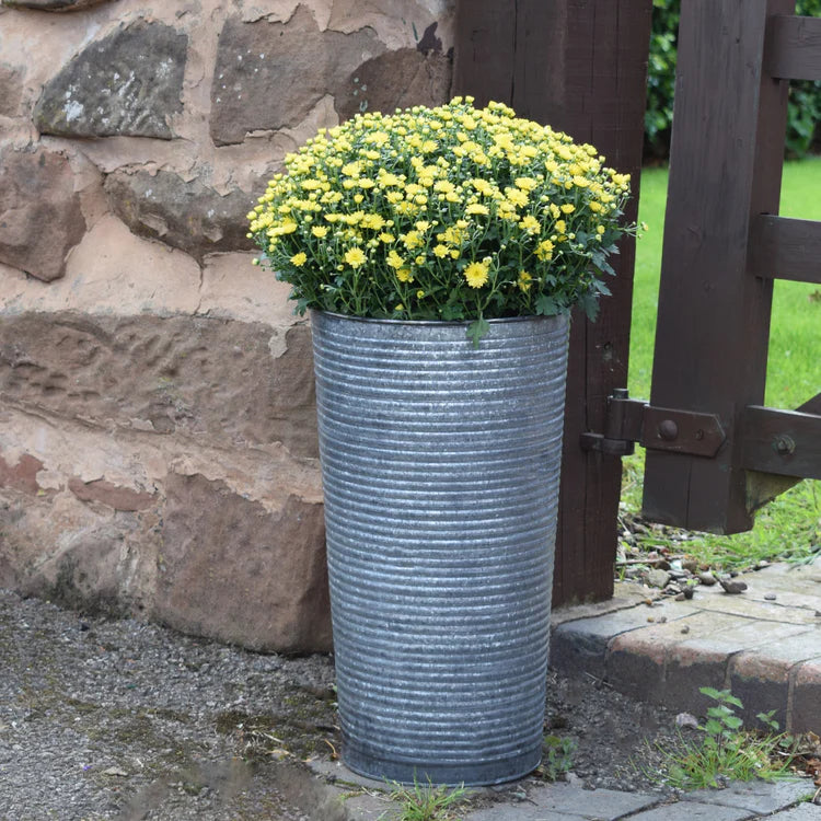 Ribbed Galvanised Vase 50cm H - Kristia Rose Collections