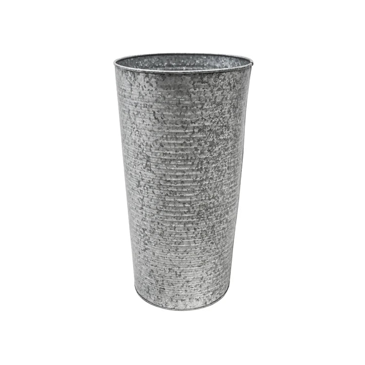 Ribbed Galvanised Vase 50cm H - Kristia Rose Collections