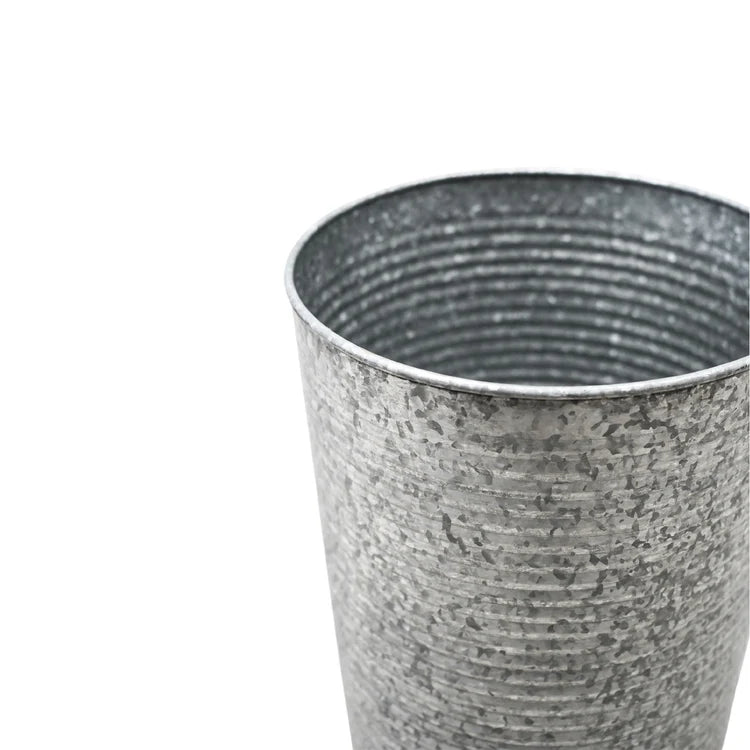 Ribbed Galvanised Vase 50cm H - Kristia Rose Collections