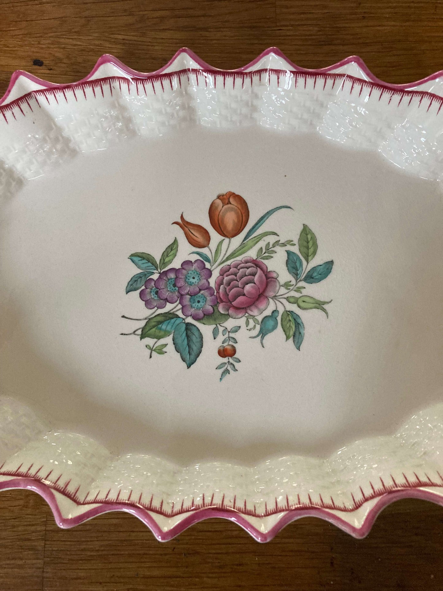 Spode Copeland Floral Serving Dish with Fluted Edge