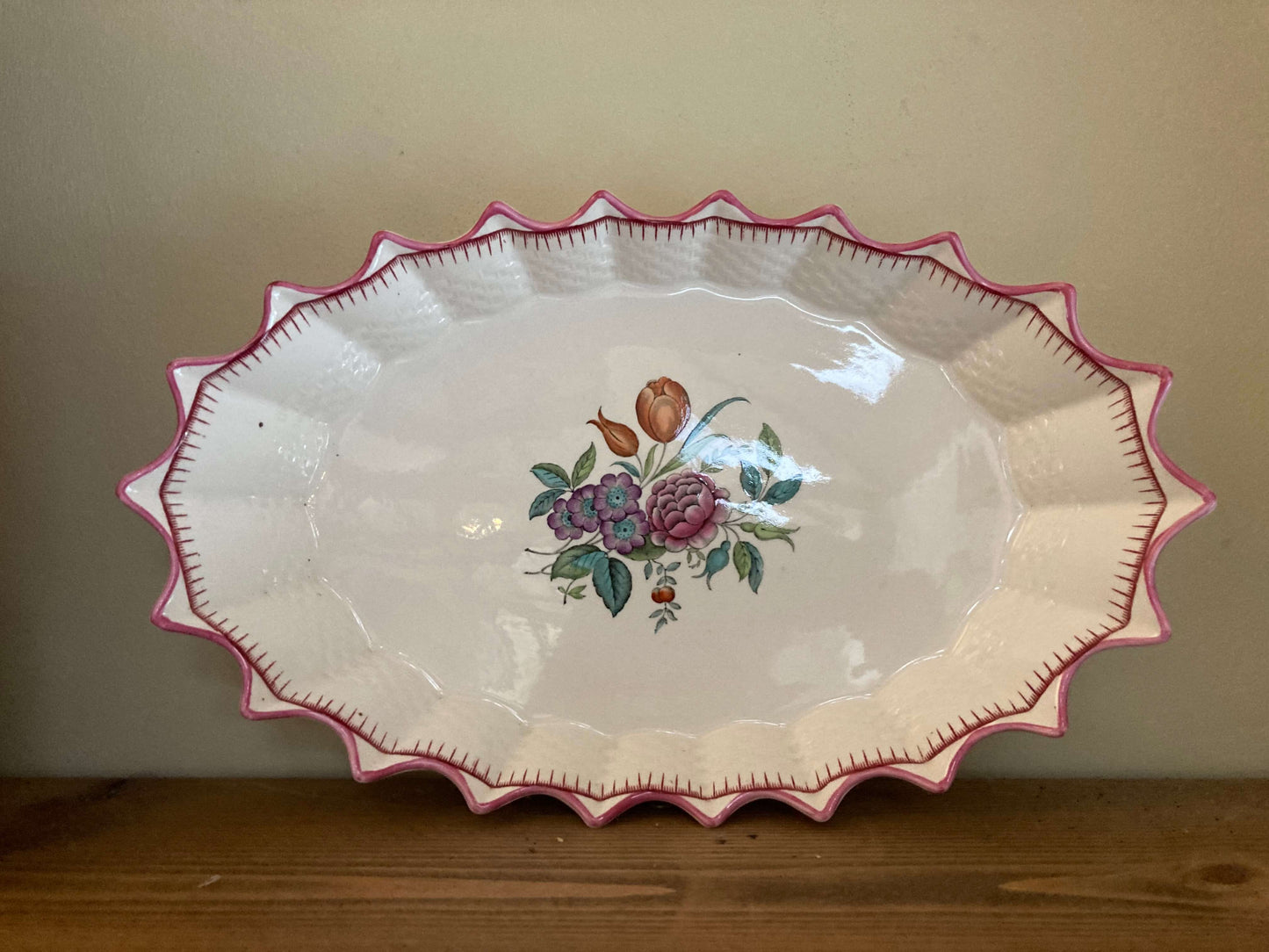 Spode Copeland Floral Serving Dish with Fluted Edge