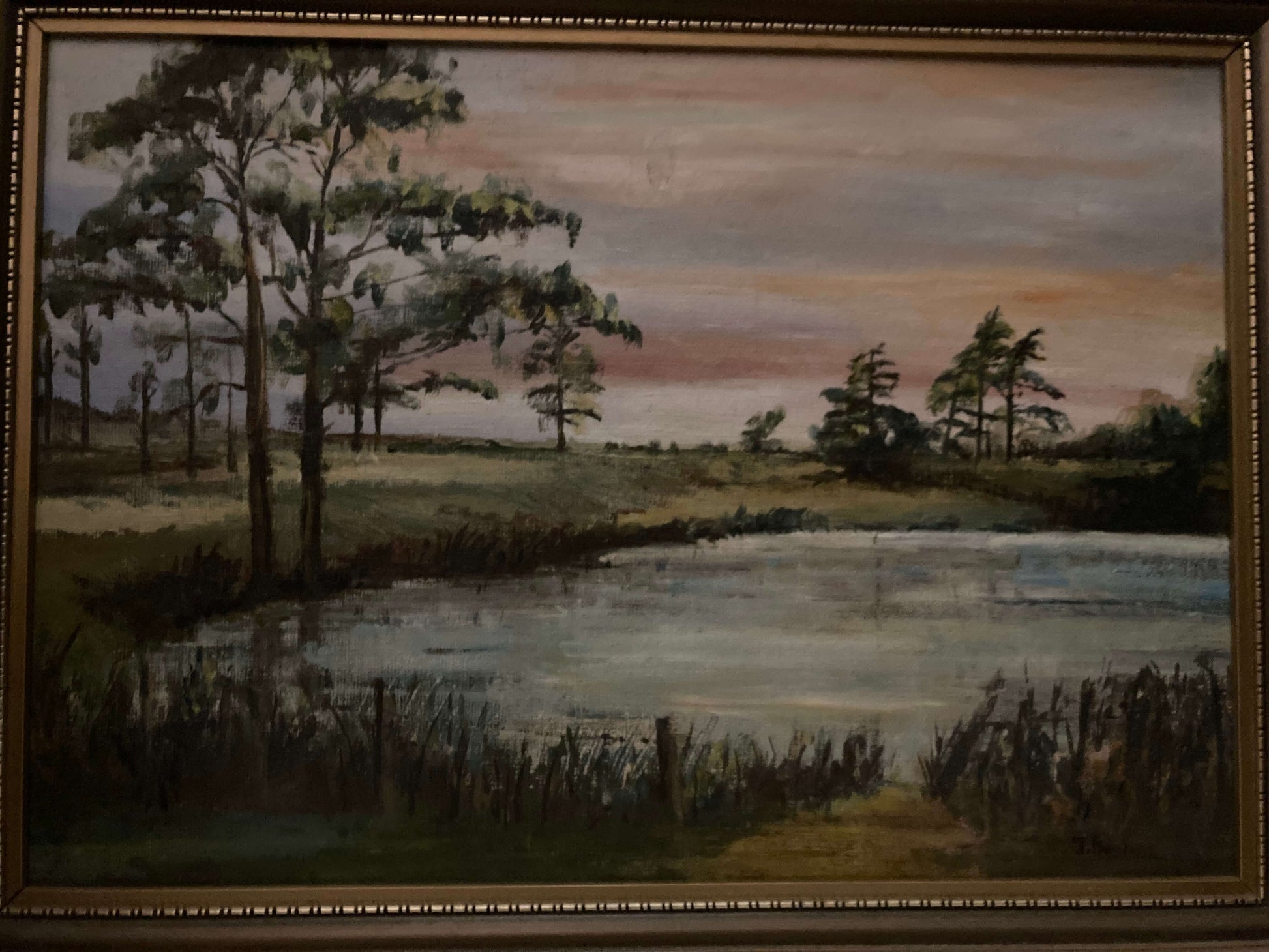 Sunset Lake Oil Painting