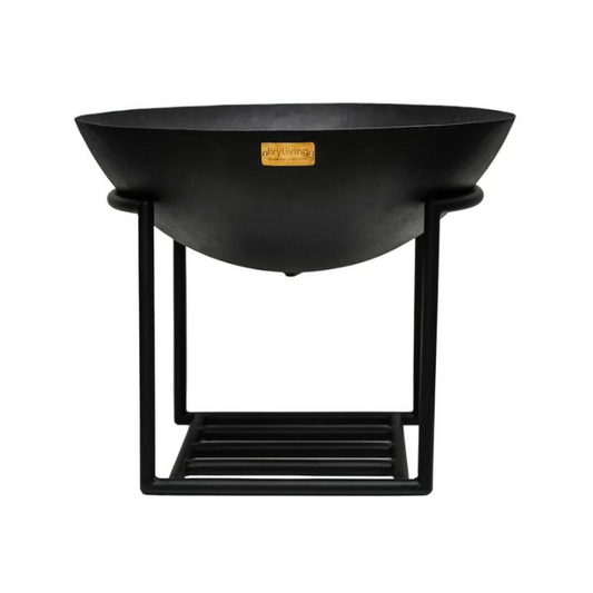 Outdoor Cast Iron Firebowl on Stand - Black - Kristia Rose Collections