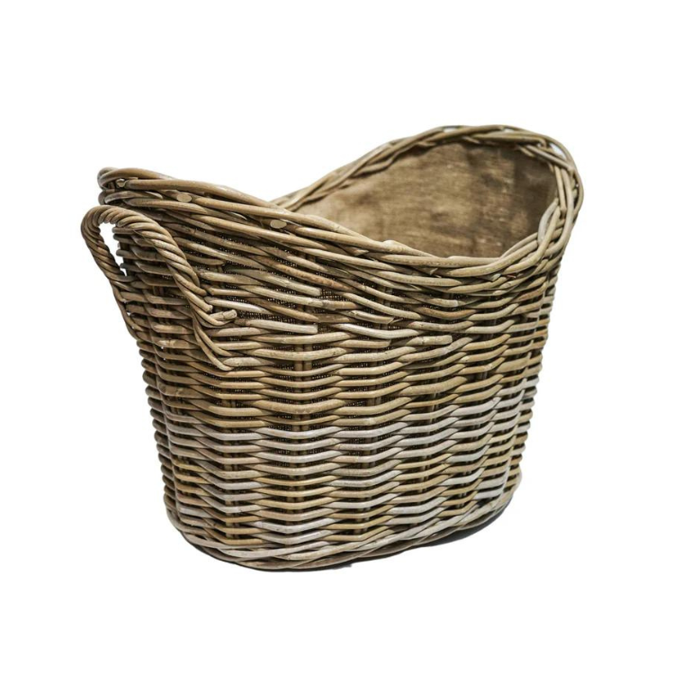 Elegant Oval Lined Wicker Log Basket