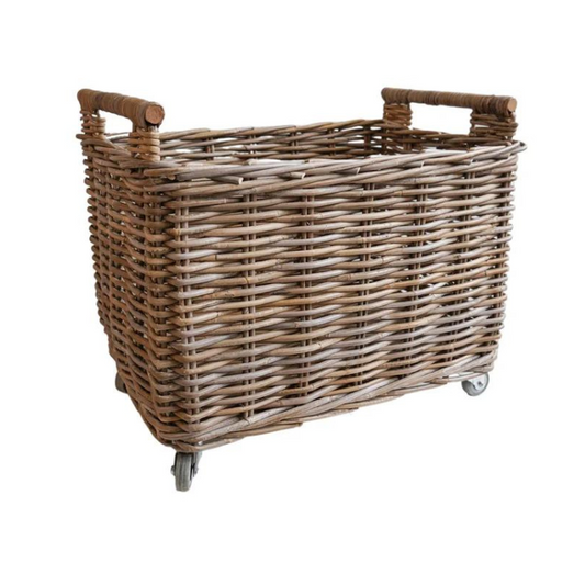 Premium Quality Rattan Log Cart on Wheels