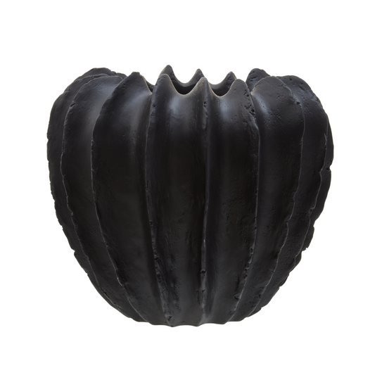 Sculptural Black Stone Effect Vase