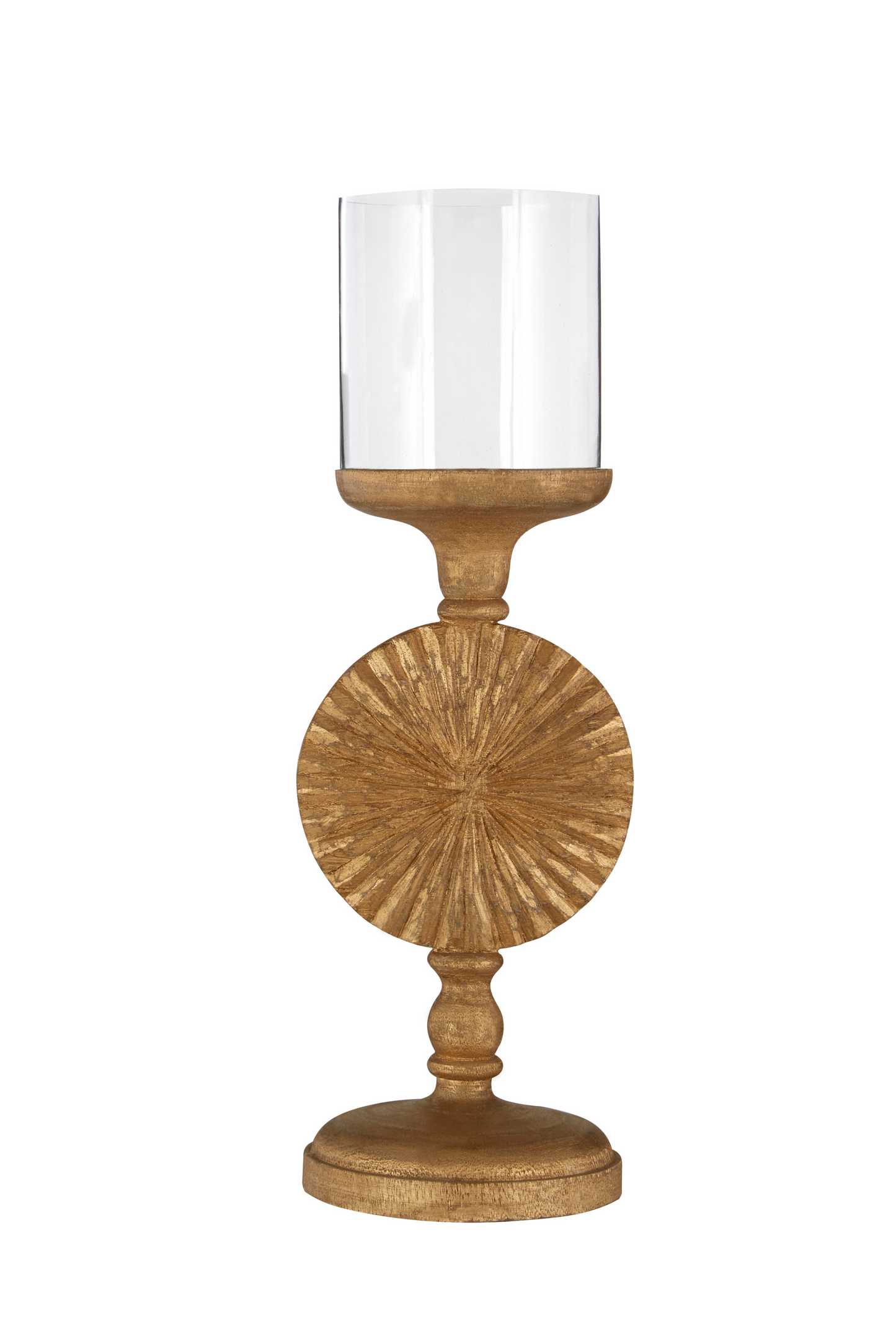 Mango Wood Sconce with glass hurricane shade