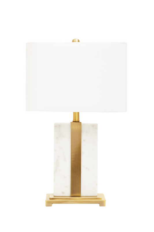 Sleek Marble and Gold Metal Table Lamp with Ivory Shade