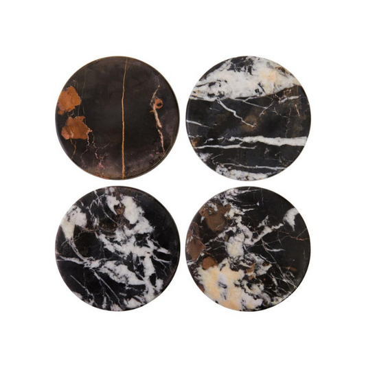 Set of Four Black Marble Coasters