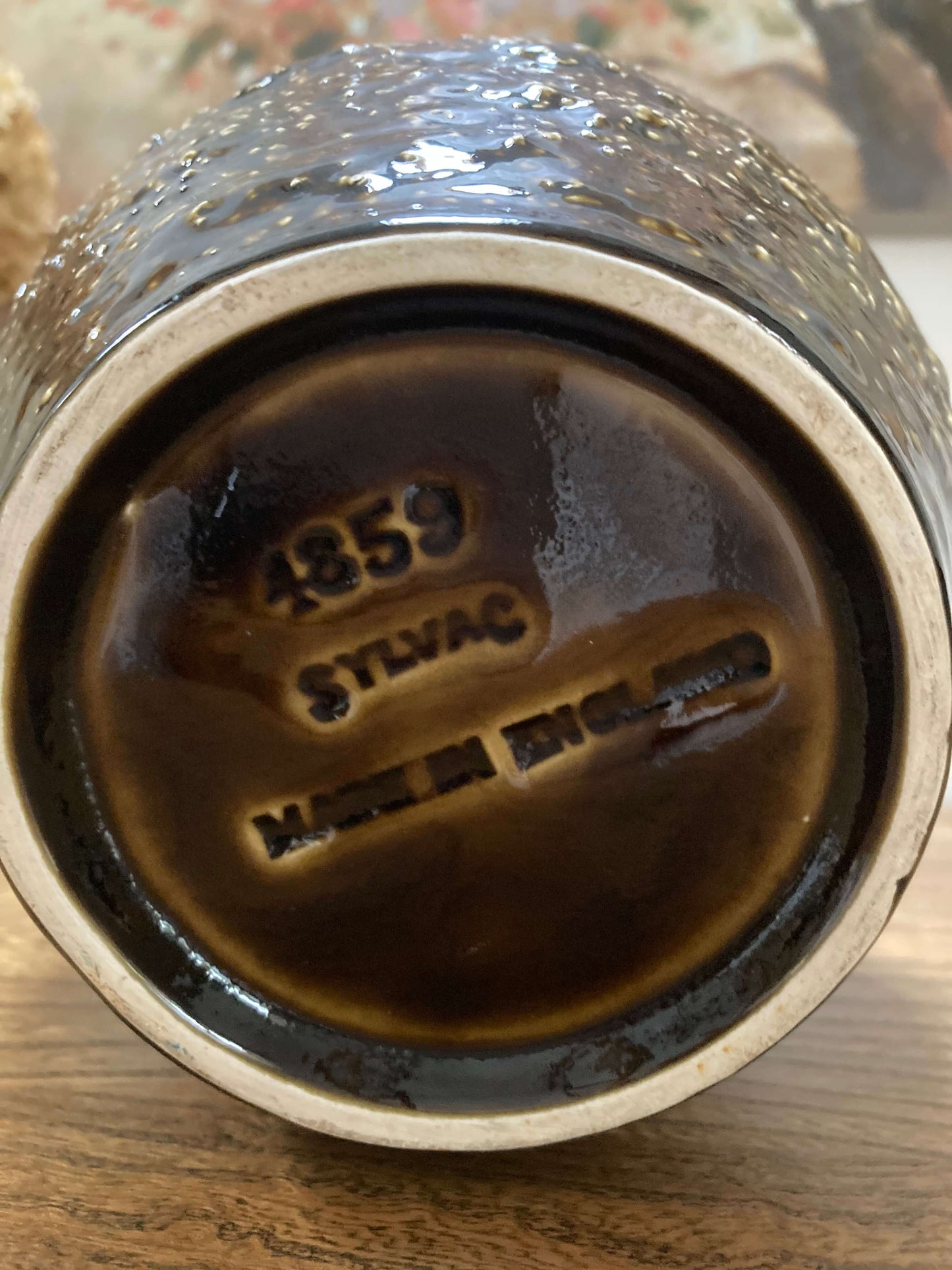 Vintage Sylvac Dark Olive Green Textured Vase - No 4859