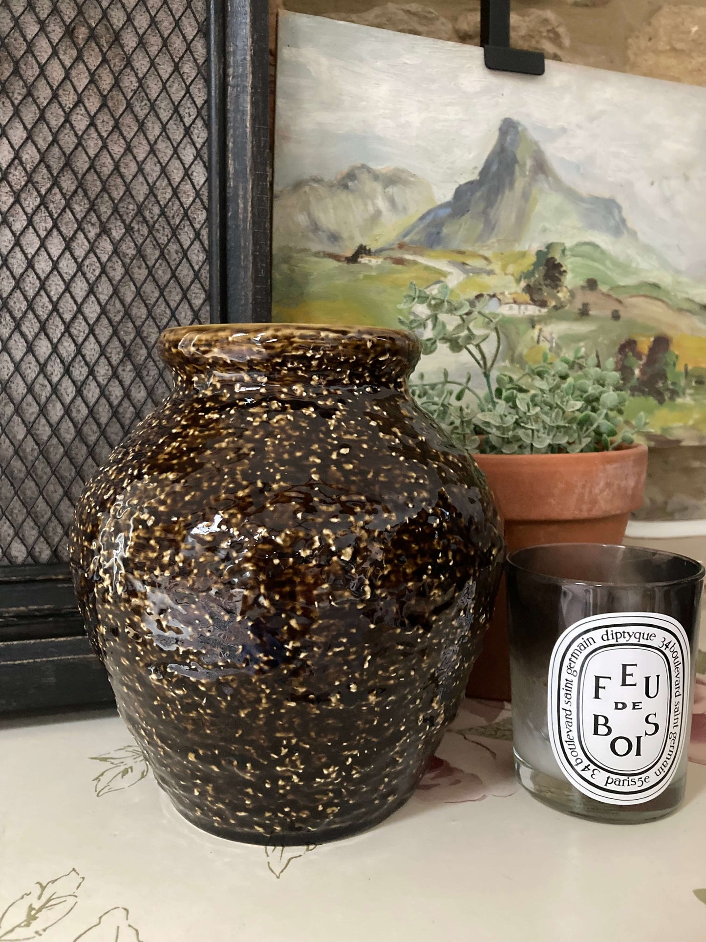 Vintage Sylvac Dark Olive Green Textured Vase - No 4859