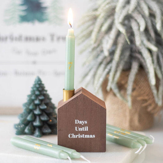 Set of 24 Mini Christmas Advent Candles with Holder