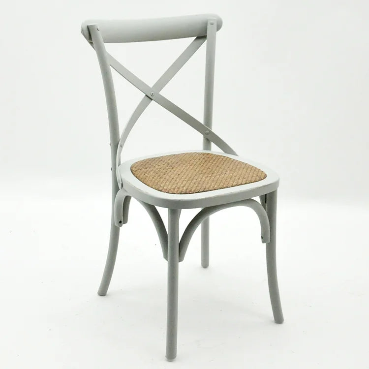 French Cross Back Dining Chair in Grey - Kristia Rose Collections