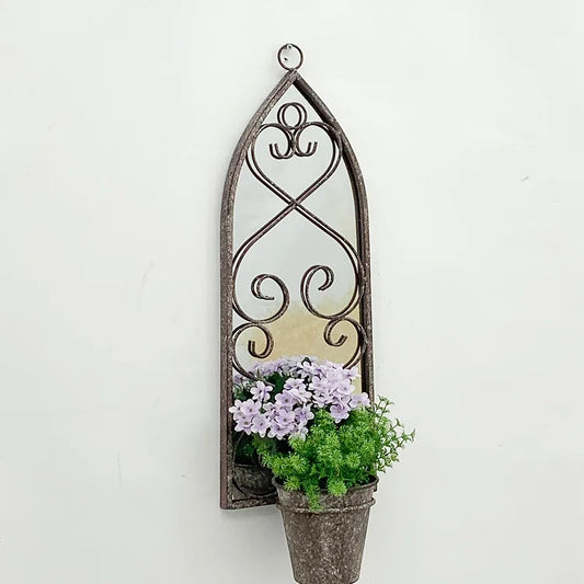 Attractive Antiqued Broadway Mirror with Single Planter - Kristia Rose Collections