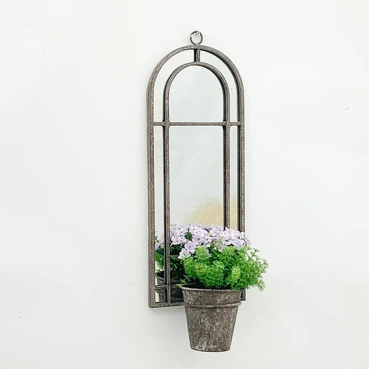 Attractive Antiqued Bourton Mirror with single Planter - Kristia Rose Collections