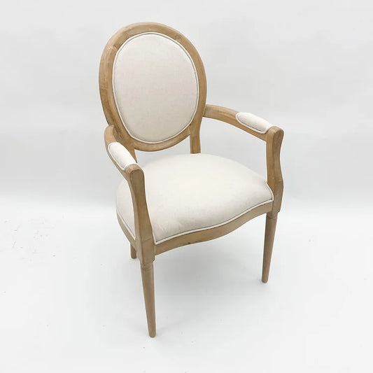 Linen Fabric Louis Armchair Style Dining Chair - Kristia Rose Collections