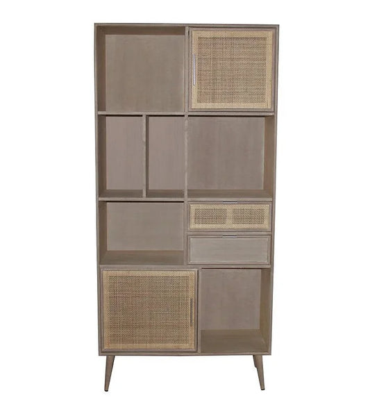 Rattan & Wooden Display Cabinet 189cmH - Kristia Rose Collections