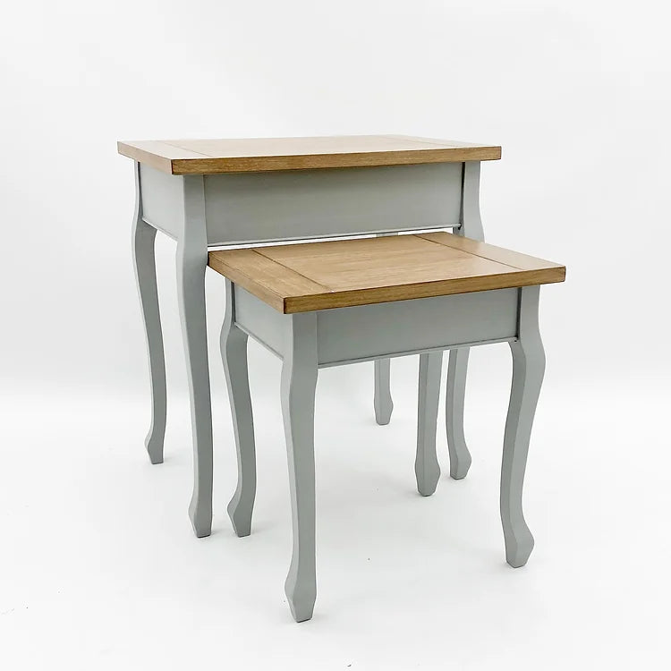 Wooden Nest of 2 Tables in Light Grey - Kristia Rose Collections