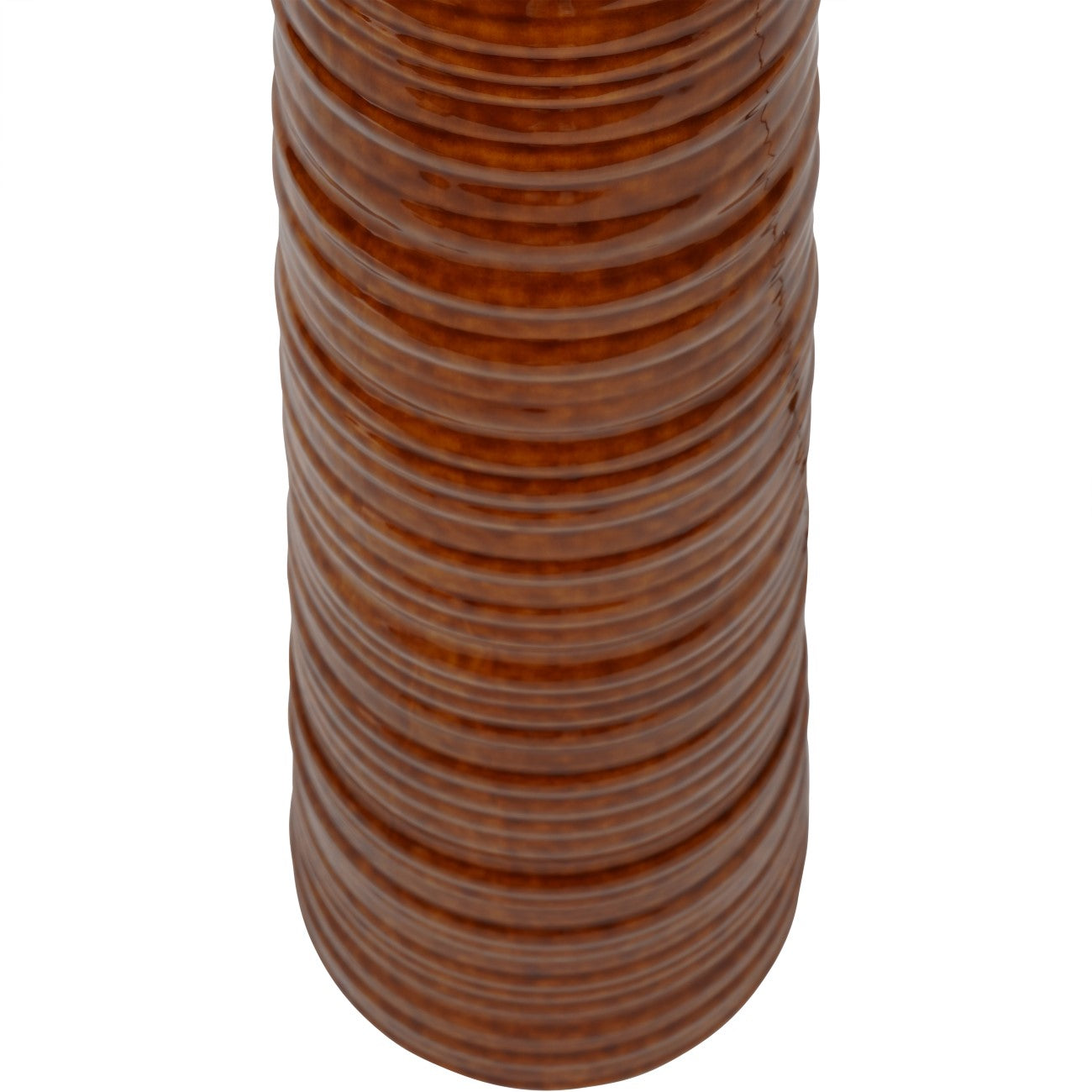 ceramic floor lamp in terracotta, base closeup