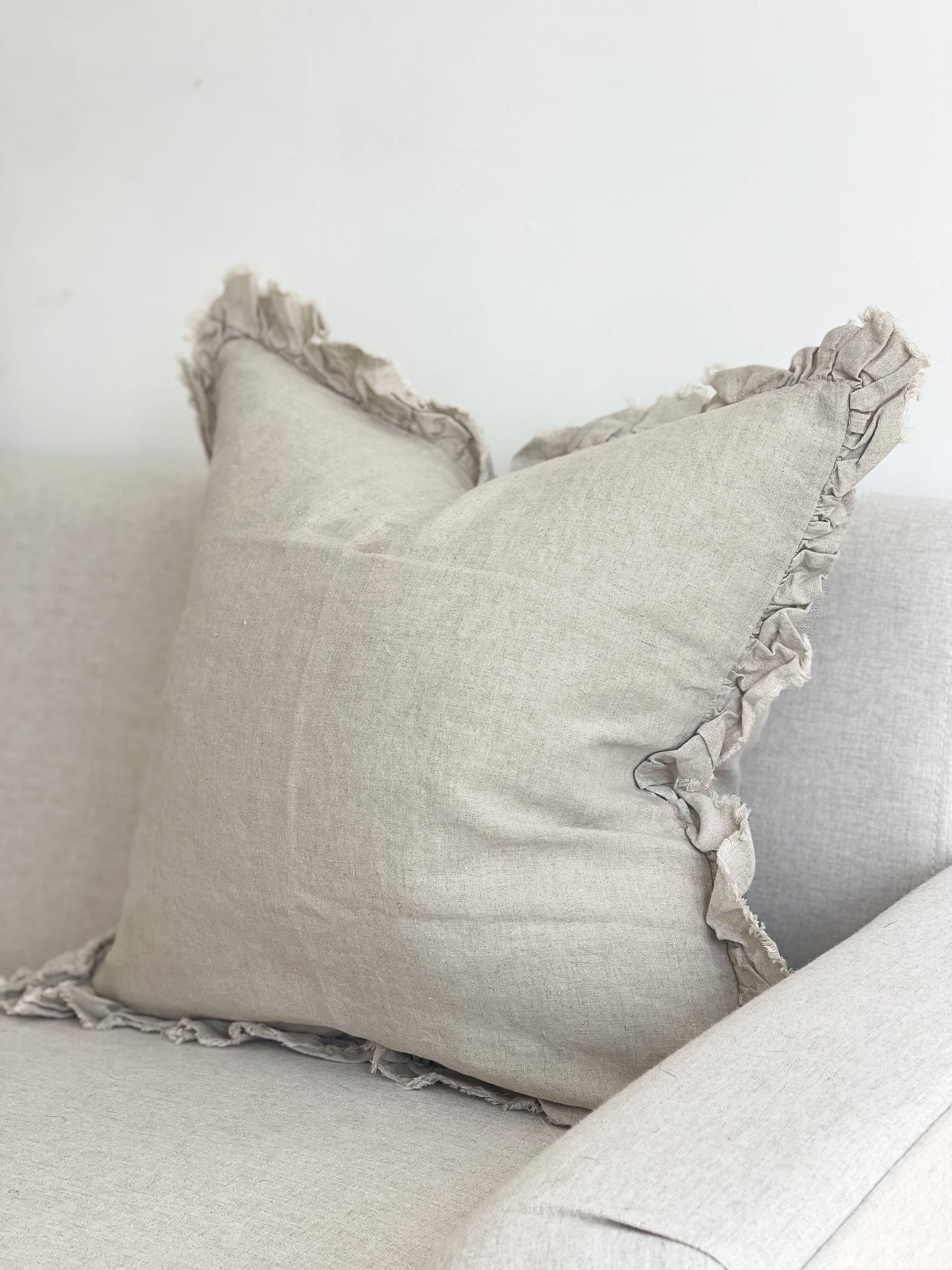 Ruffled Linen Cushion Cover – Natural: 45 x 45 cm - Kristia Rose Collections