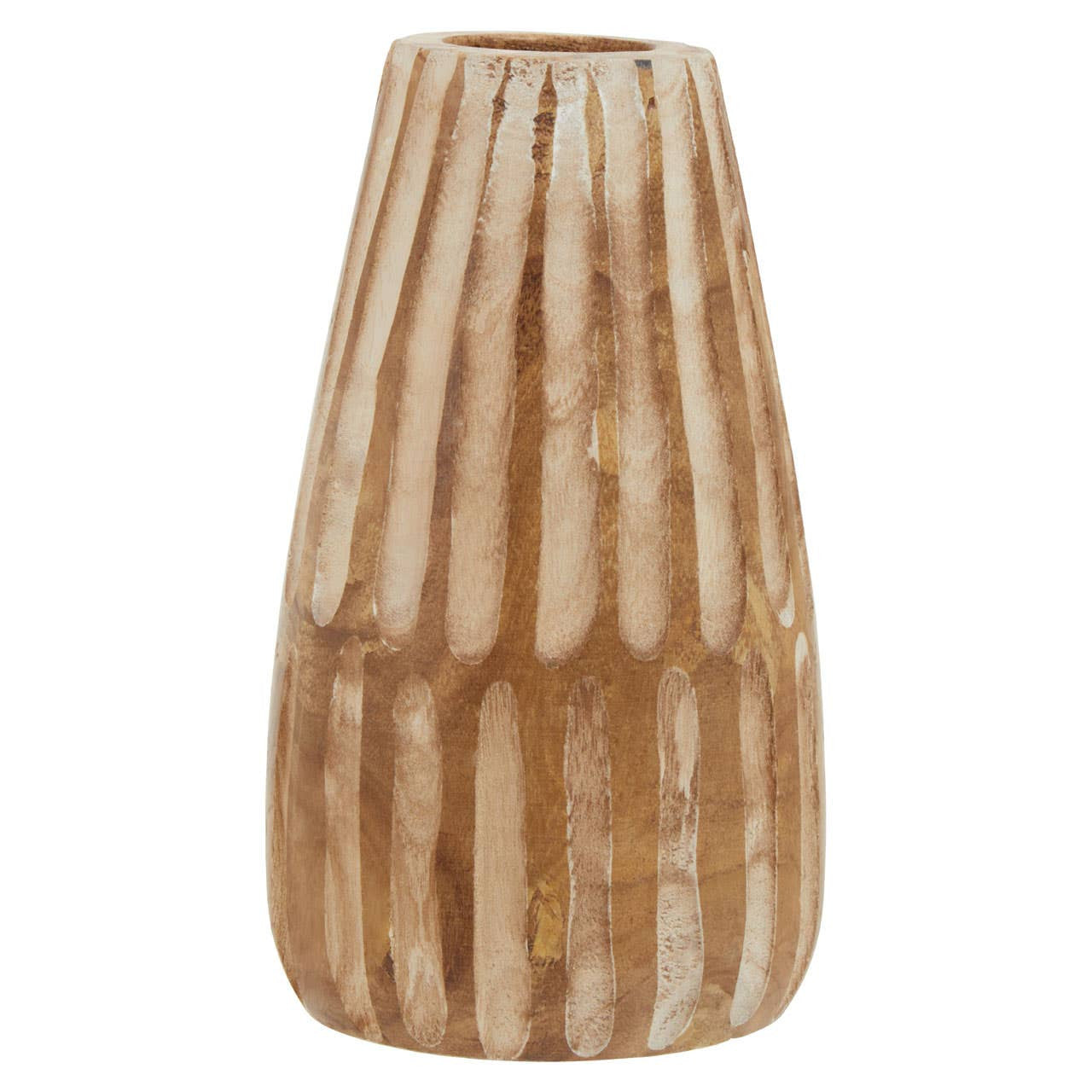 Large Natural Engraved Wooden Vase - Kristia Rose Collections