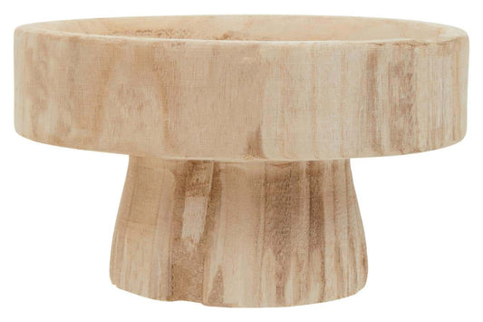 Rustic Wood Bowl With Pedestal Base - Kristia Rose Collections