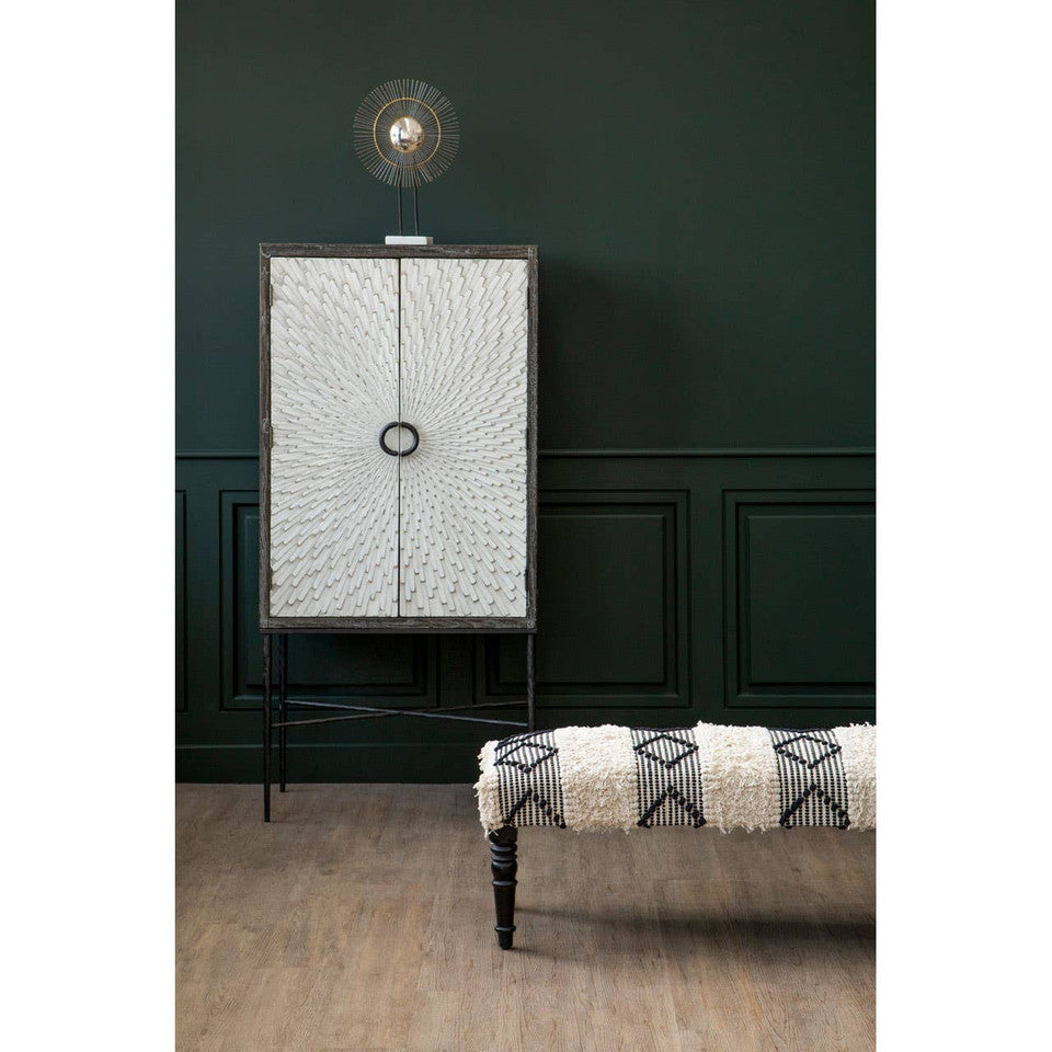 Sheepscombe Black and White Boho Bench - Kristia Rose Collections