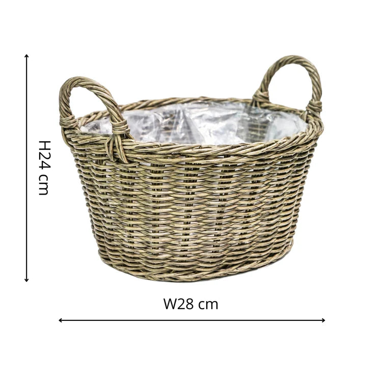 Polyrattan Natural Lined Basket Planter (Small) - Kristia Rose Collections