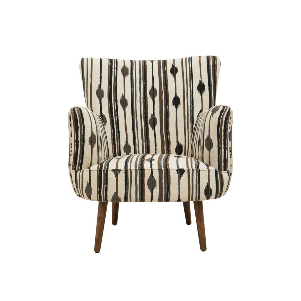 Stroud Black and White Armchair with Flared Arms - Kristia Rose Collections
