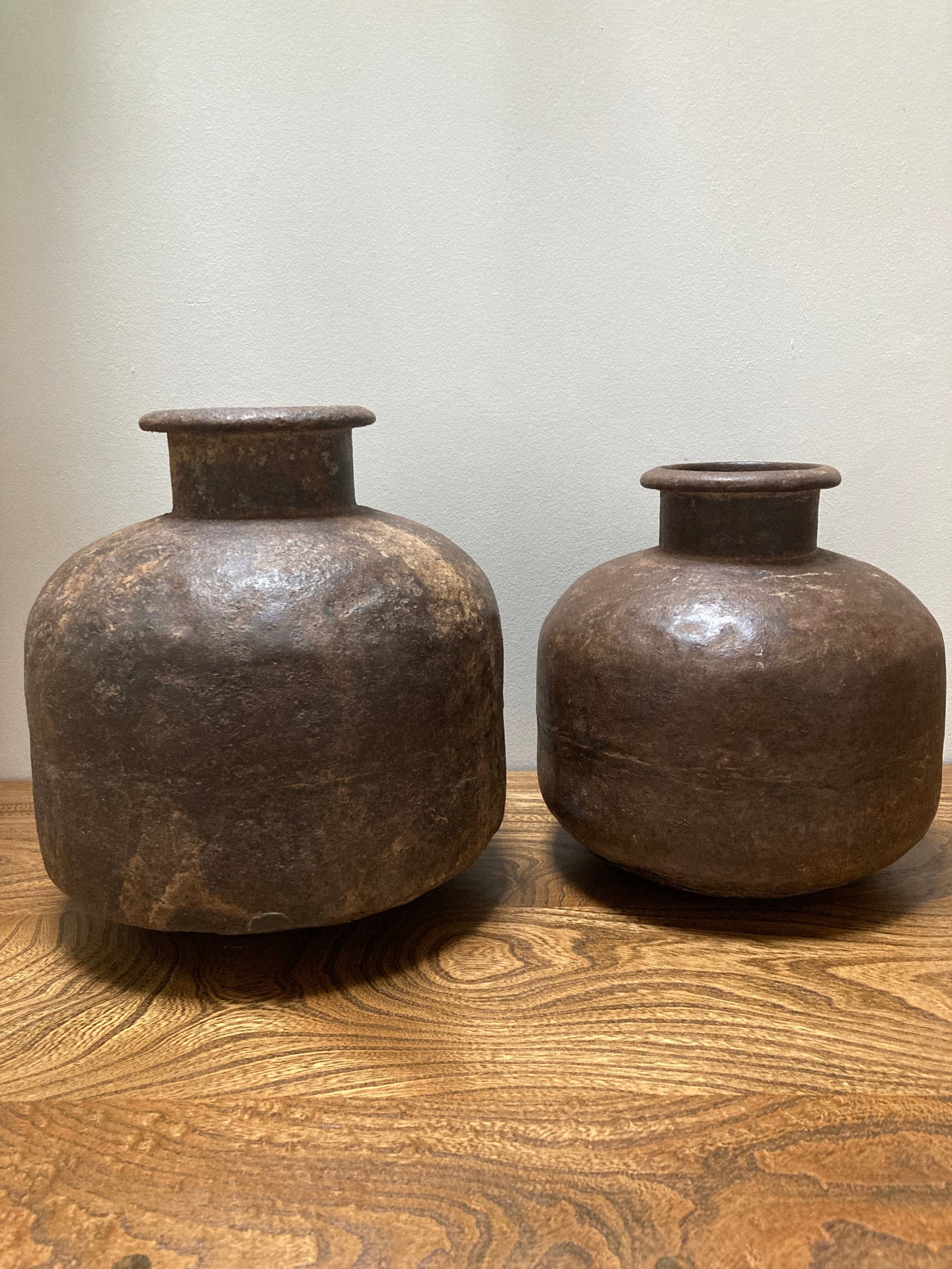 Vintage Indian Iron Metal Water Pot in 2 Sizes